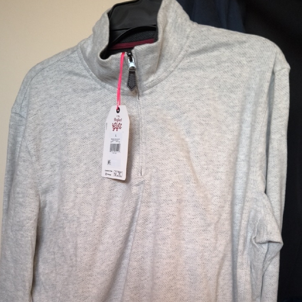 Chaps Oatmeal Heather Quarter-Zip Sweater